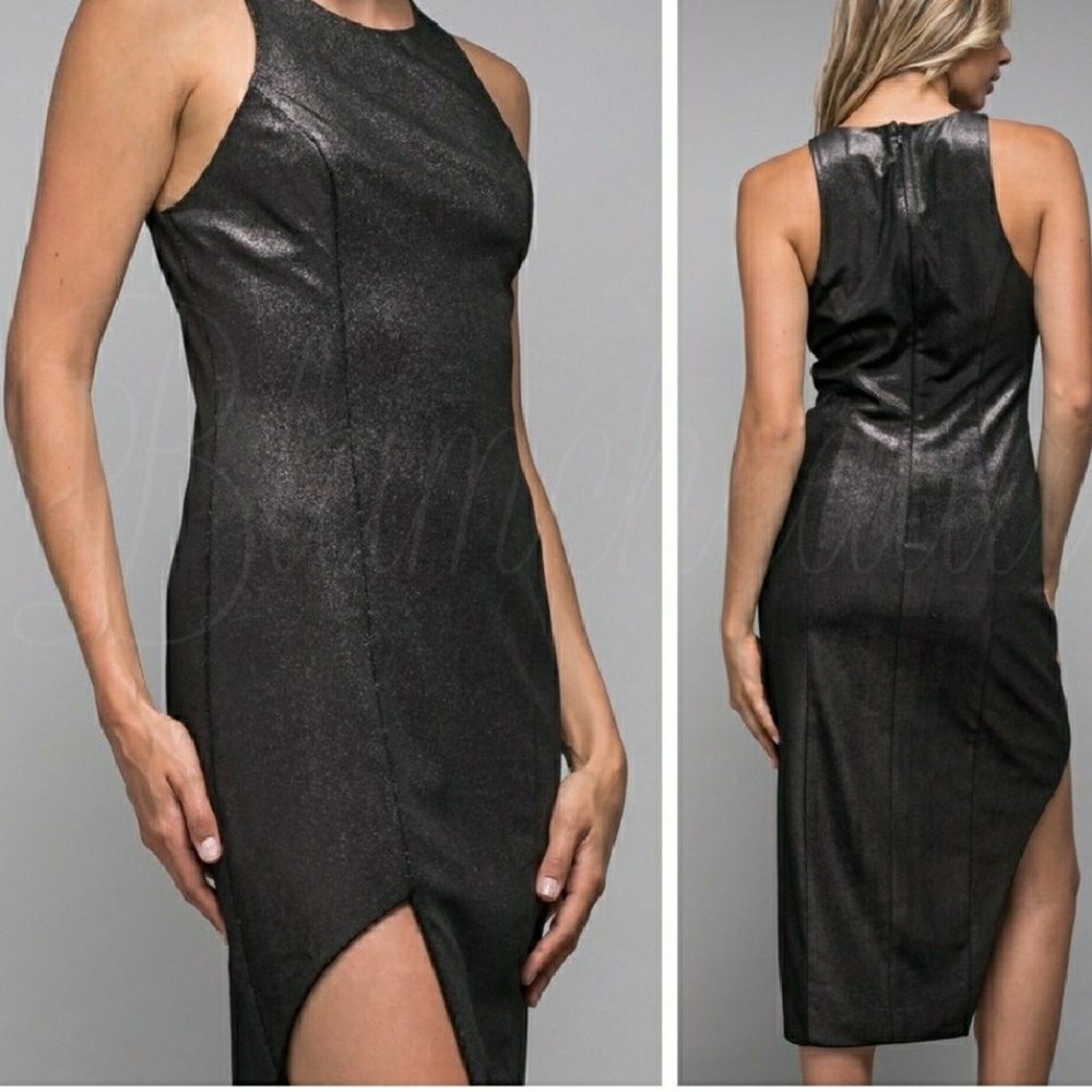 Do + Be Side Slit Metallic Dress